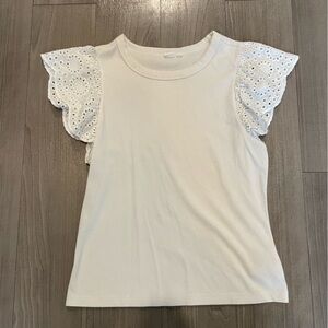 GAP White Eyelet Sleeve Women's Tee